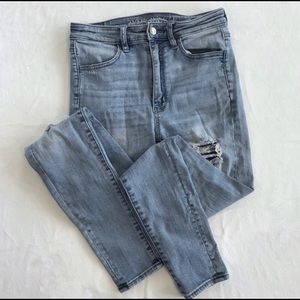 American Eagle super high rise distressed jeans